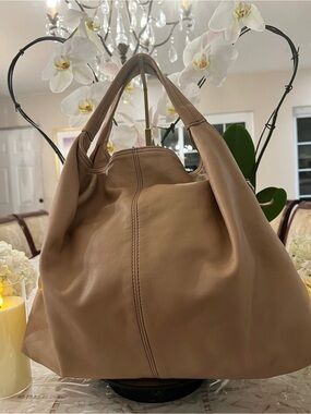 Furla Elisabeth Nude Tan Leather Hobo Shoulder Bag